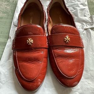 Tory Burch paprika color loafers , worn twice . Great condition